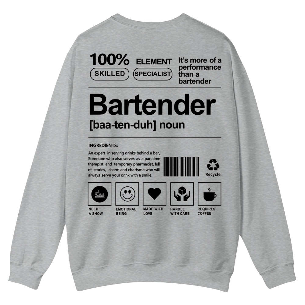 Bartender Printed Crew Neck Sweatshirt-moweekender