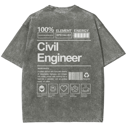 Civil Engineer Washed Vintage Short Sleeves T-Shirt-moweekender