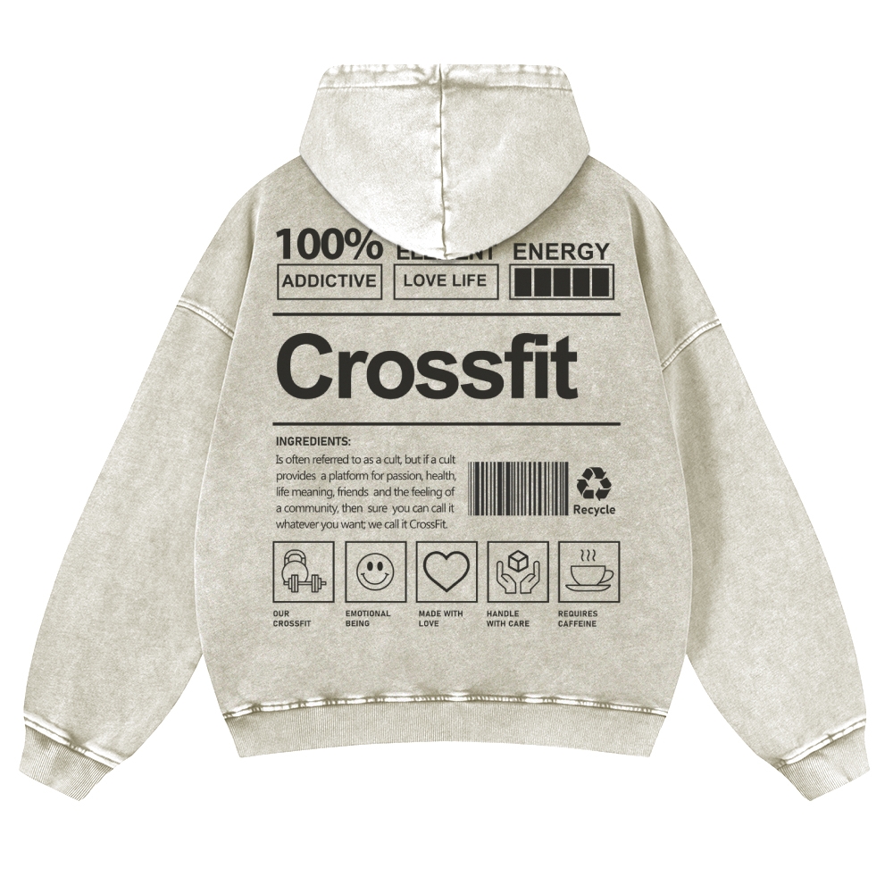 Crossfit Printed Vintage Washed Hoodie-moweekender