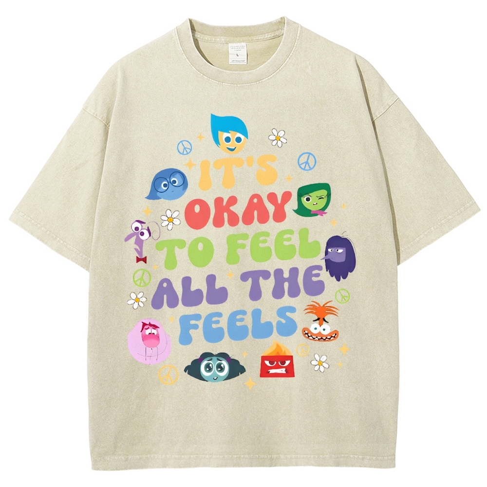 It's Okay To Feel Vintage Snowflake Washed T-Shirt-moweekender