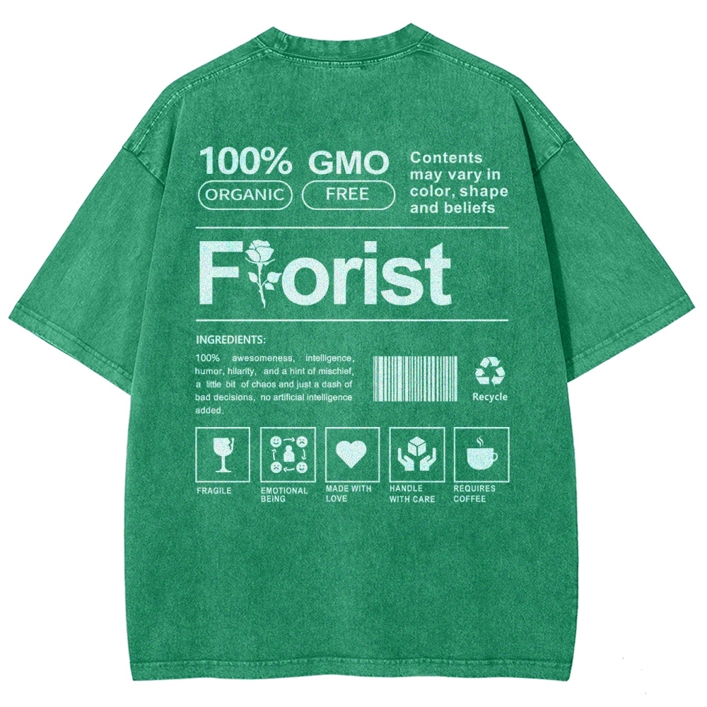 Florist Pattern Washed Vintage Short Sleeves T-Shirt-moweekender