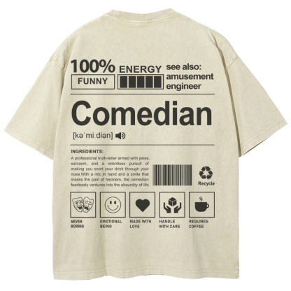 Comedian Pattern Washed Vintage Short Sleeves T-Shirt-moweekender