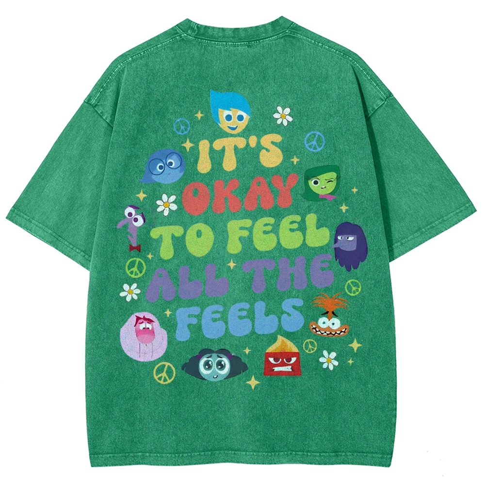 It's Okay To Feel All The Feels Washed T-shirt-moweekender