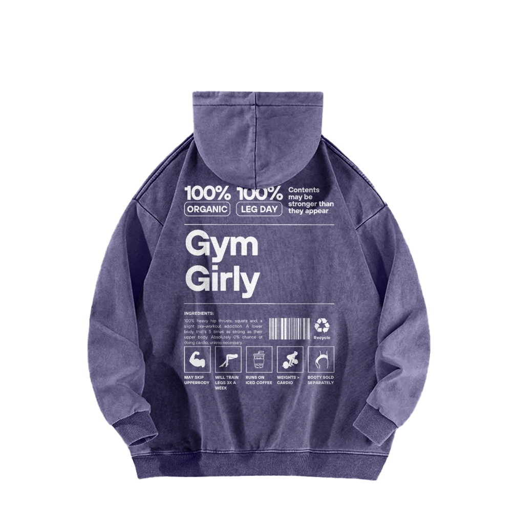 Gym Girl Washed Long Sleeved Hoodie-moweekender
