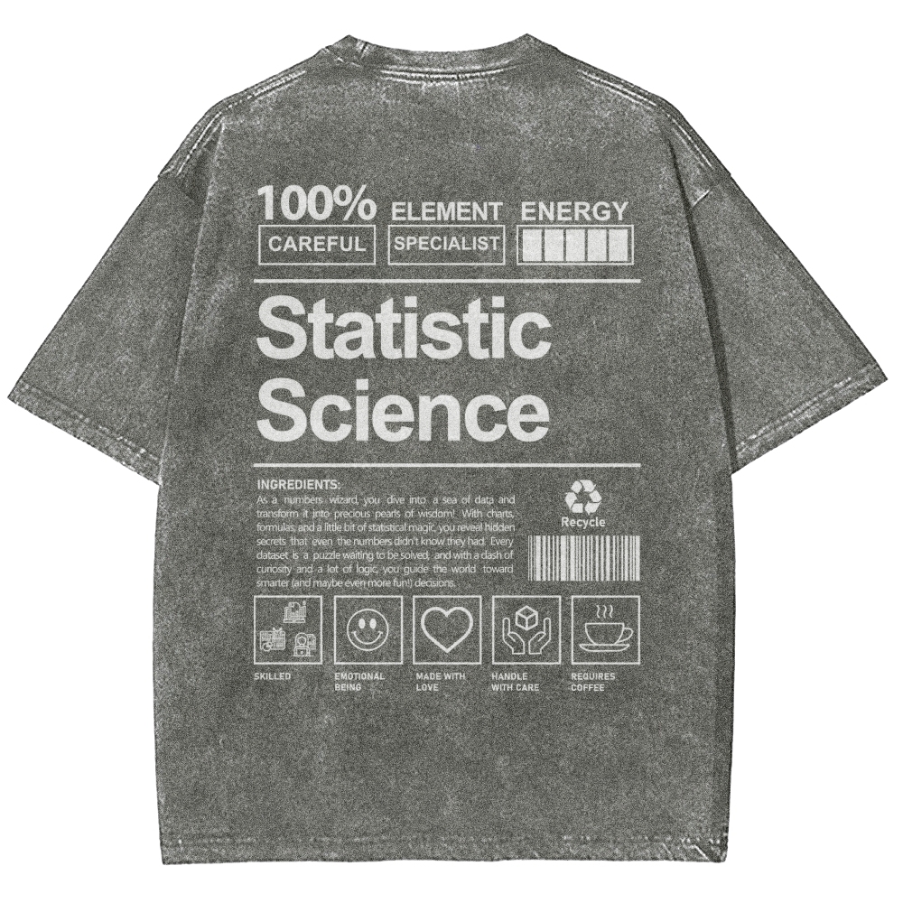 Statistic Science Unisex Fit Washed T-Shirt-moweekender