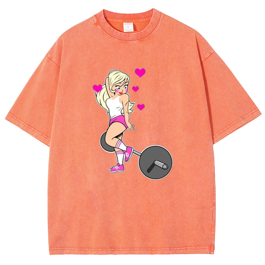 Barbell Love Girl Unisex Fit Washed T-Shirt-moweekender