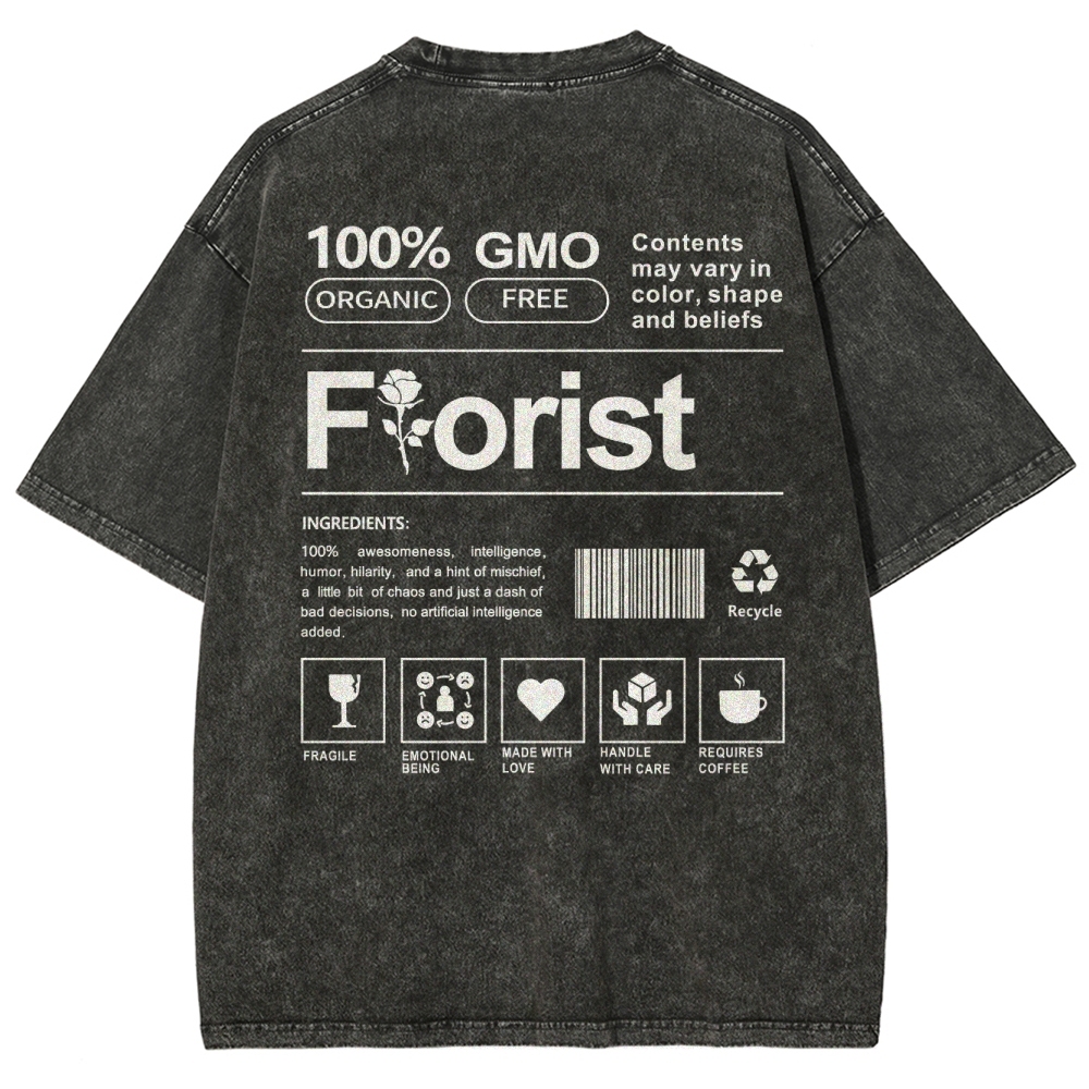 Florist Pattern Washed Vintage Short Sleeves T-Shirt-moweekender