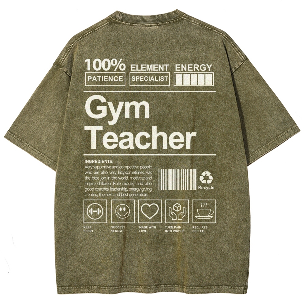 Gym Teacher Unisex Fit Washed T-Shirt-moweekender