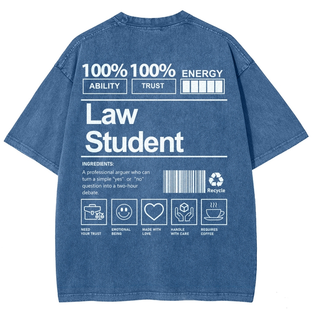 Law Student Unisex Fit Washed T-Shirt