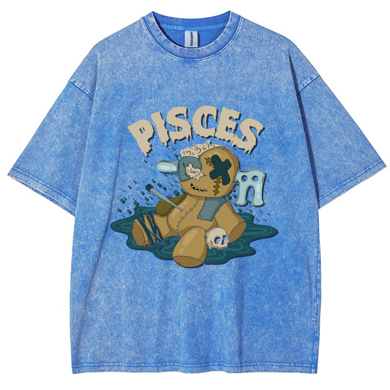 Pisces Vintage Snowflake Washed T-Shirt-moweekender