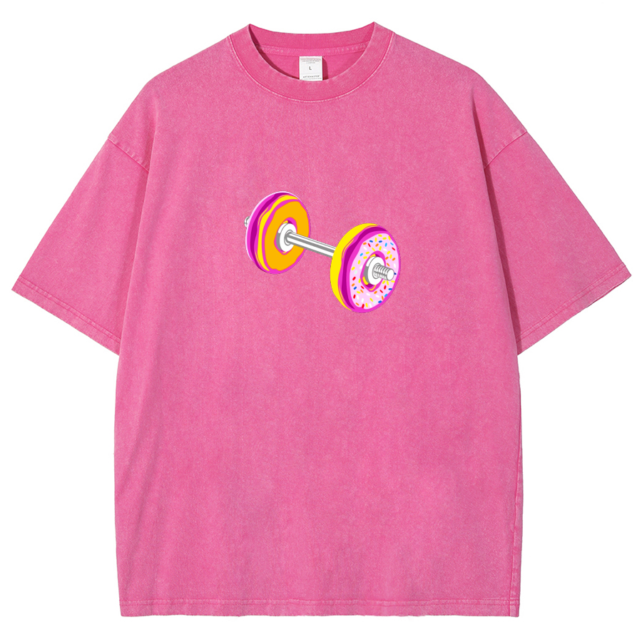 Barbell Donuts Unisex Washed T-Shirt-moweekender