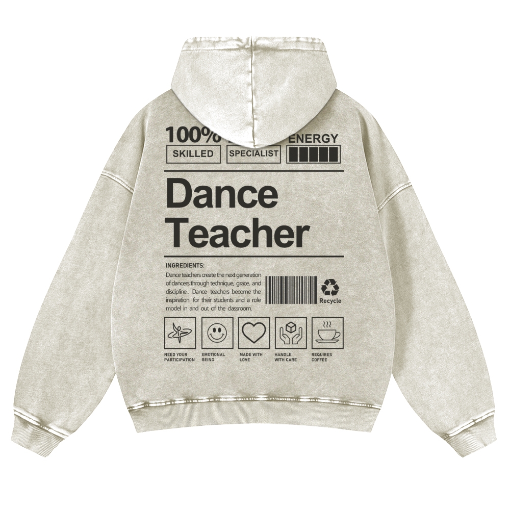 Dance Teacher Casual Washed Hoodie