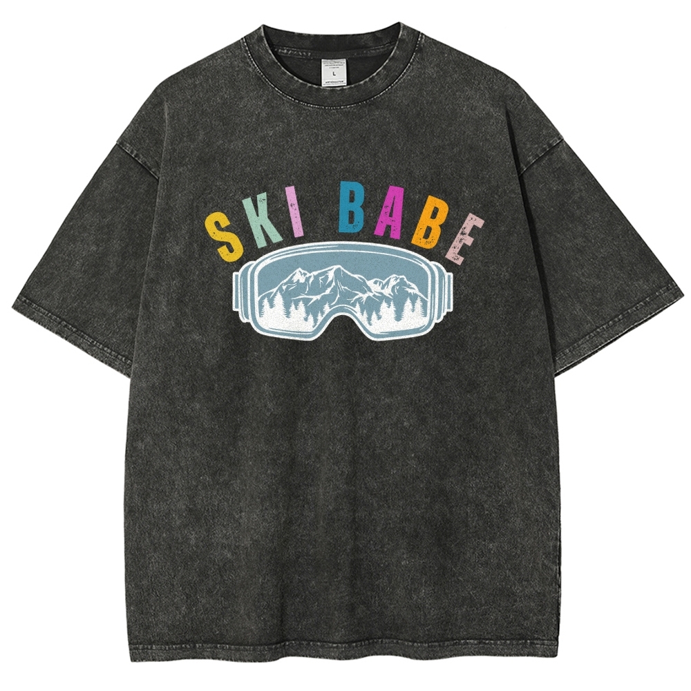 Ski Unisex Fit Washed T-Shirt-moweekender