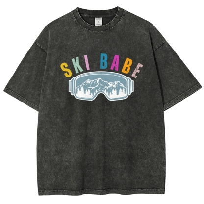 Ski Unisex Fit Washed T-Shirt-moweekender