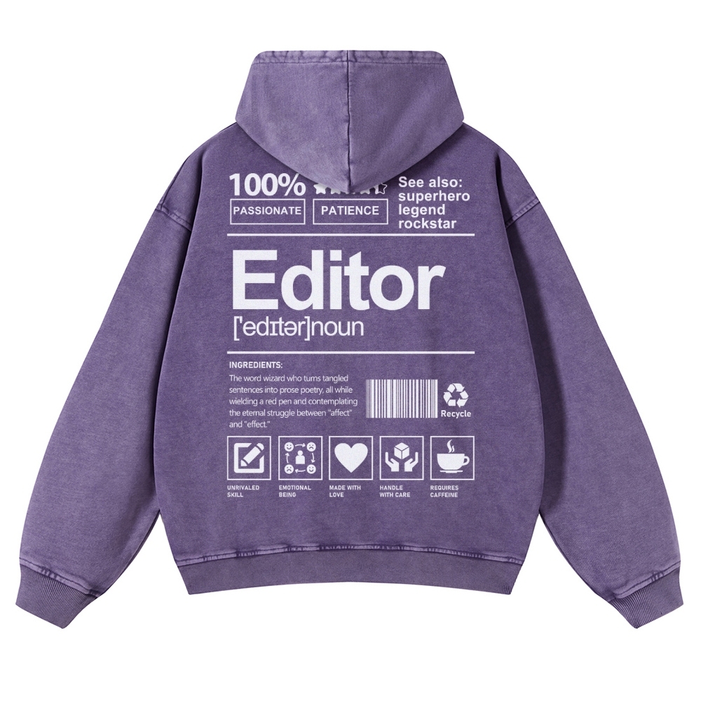 Editor Printed Vintage Washed Hoodie-moweekender
