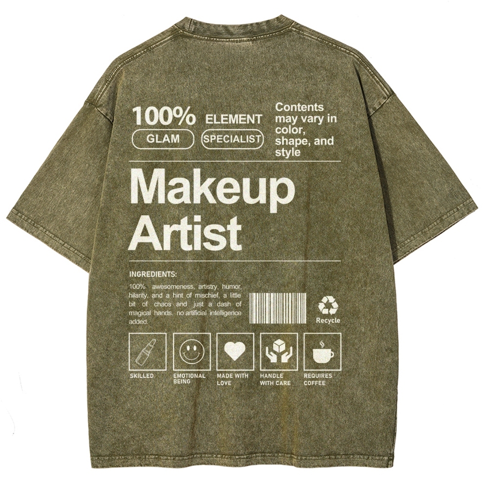 Makeup Artist Vintage Snowflake Washed T-Shirt