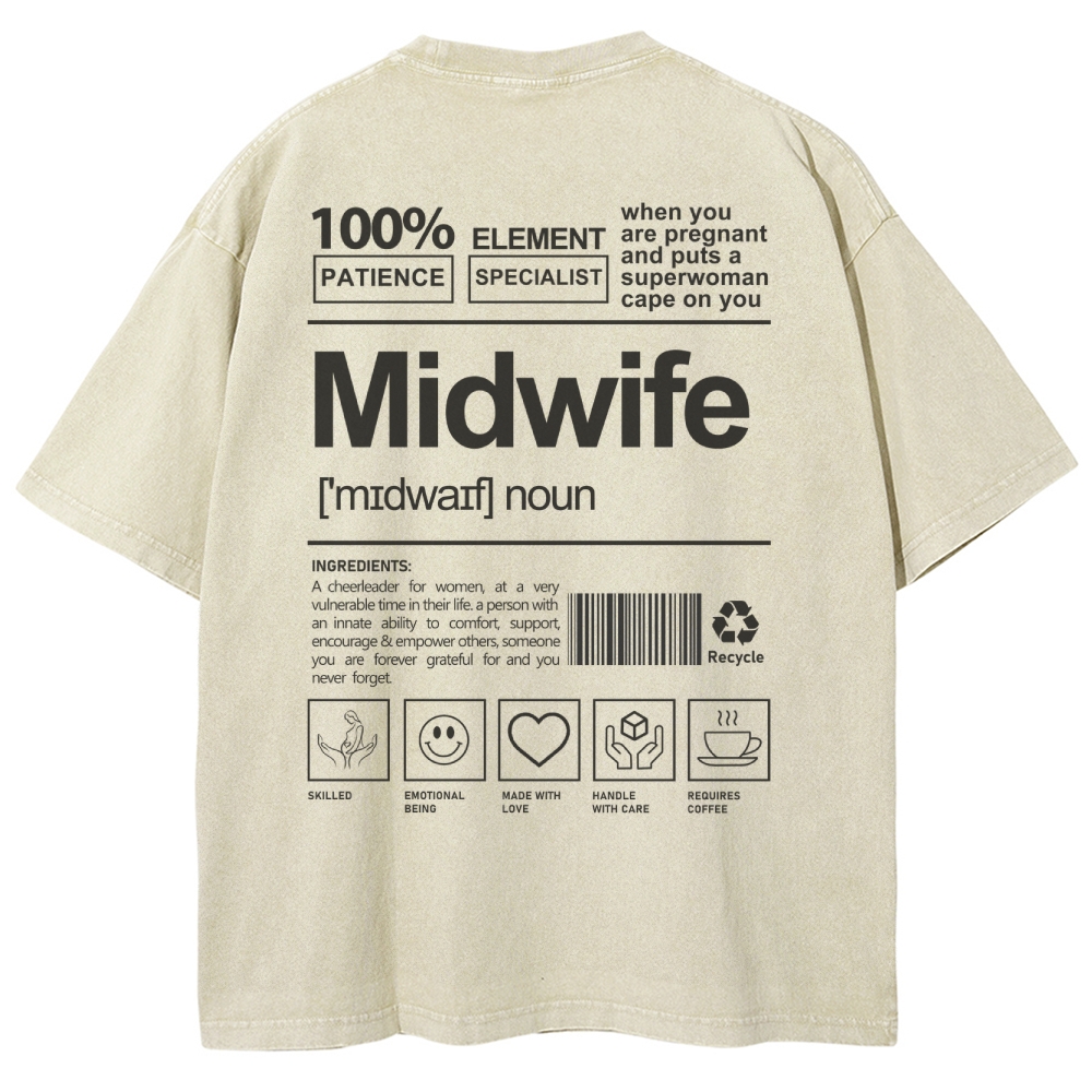 Midwife Unisex Fit Washed T-Shirt-moweekender