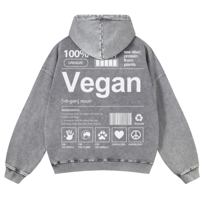 Vegan Printed Vintage Washed Hoodie-moweekender
