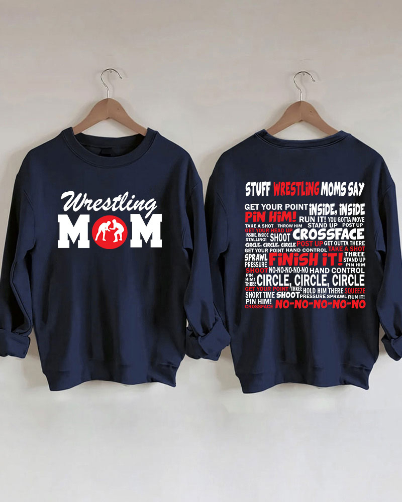 Wrestling Moms Red Printed Sweatshirt-moweekender