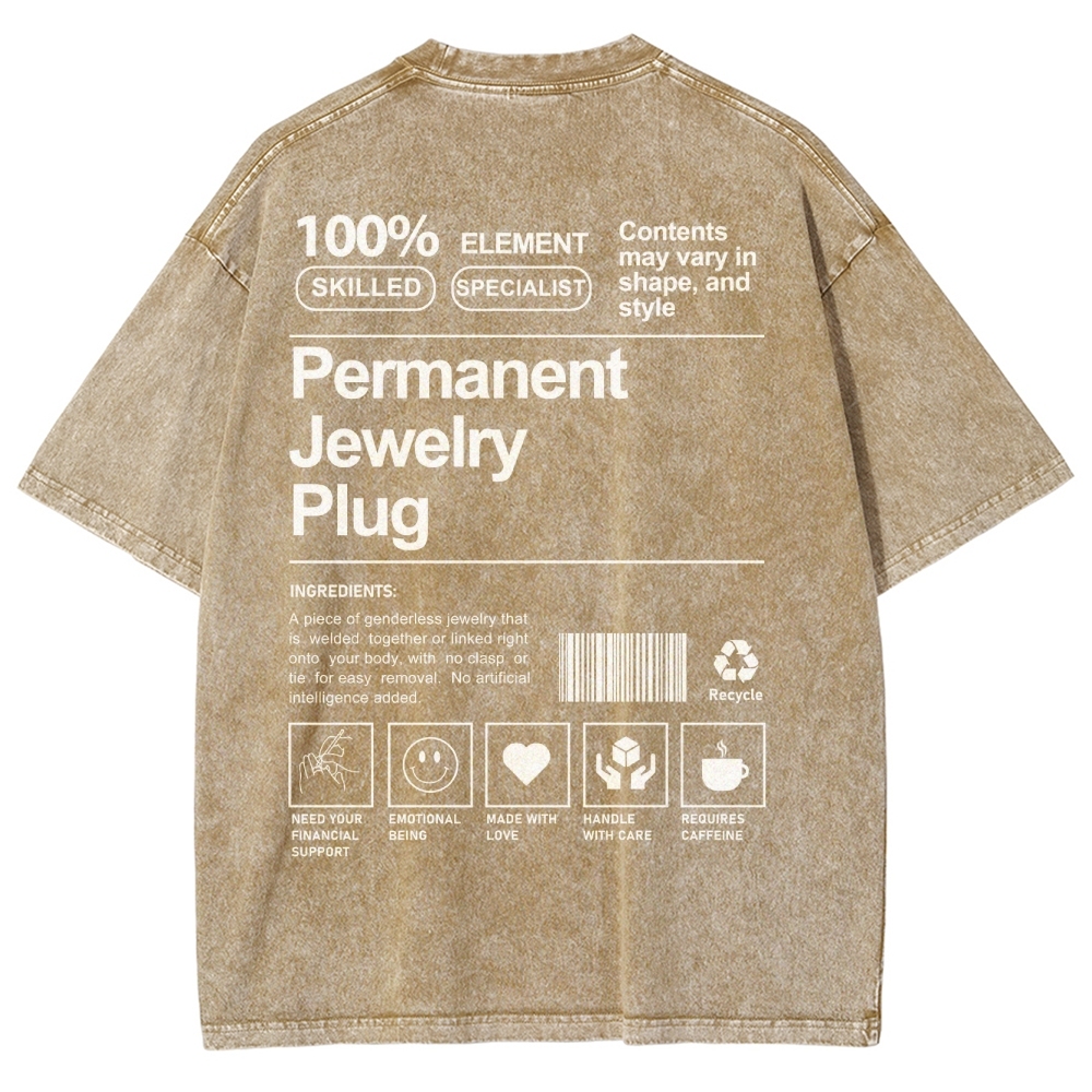 Permanent Jewelry Plug Unisex Fit Washed T-Shirt-moweekender