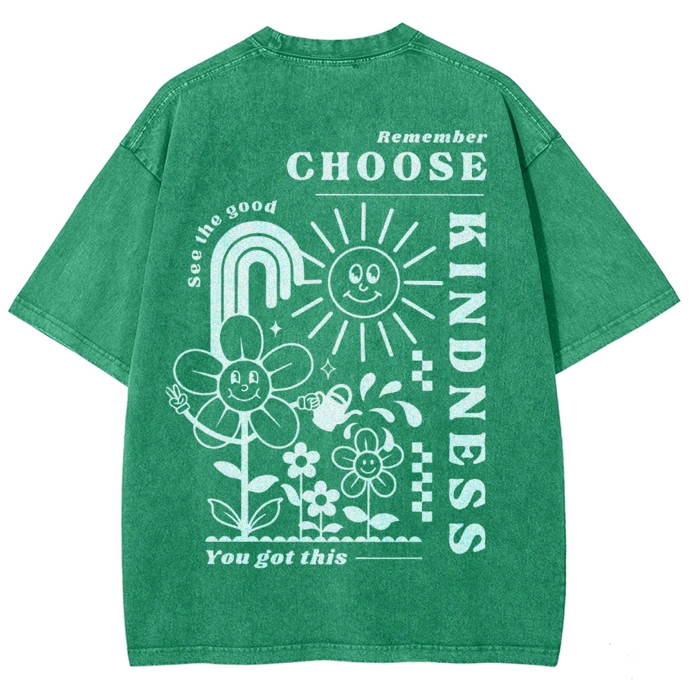 Kindness Vintage Snowflake Washed T-Shirt-moweekender
