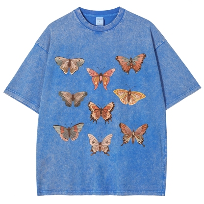 Butterfly Specimen Vintage Snowflake Washed T-Shirt-moweekender