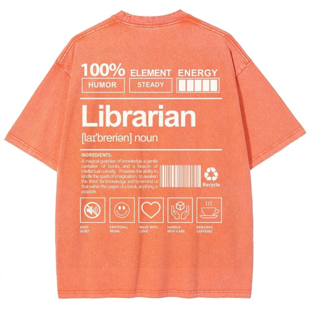 Librarian Unisex Fit Washed T-Shirt-moweekender
