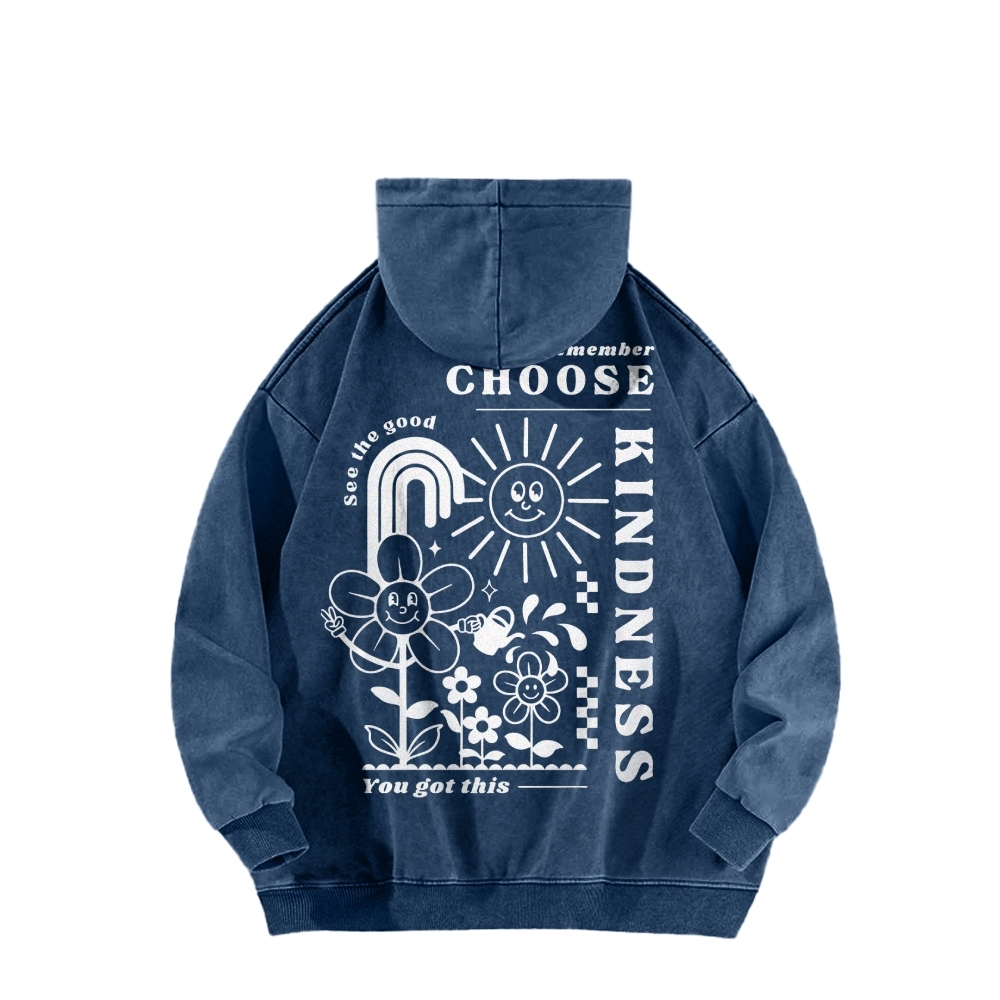 Choose Kindness Casual Washed Hoodie-moweekender