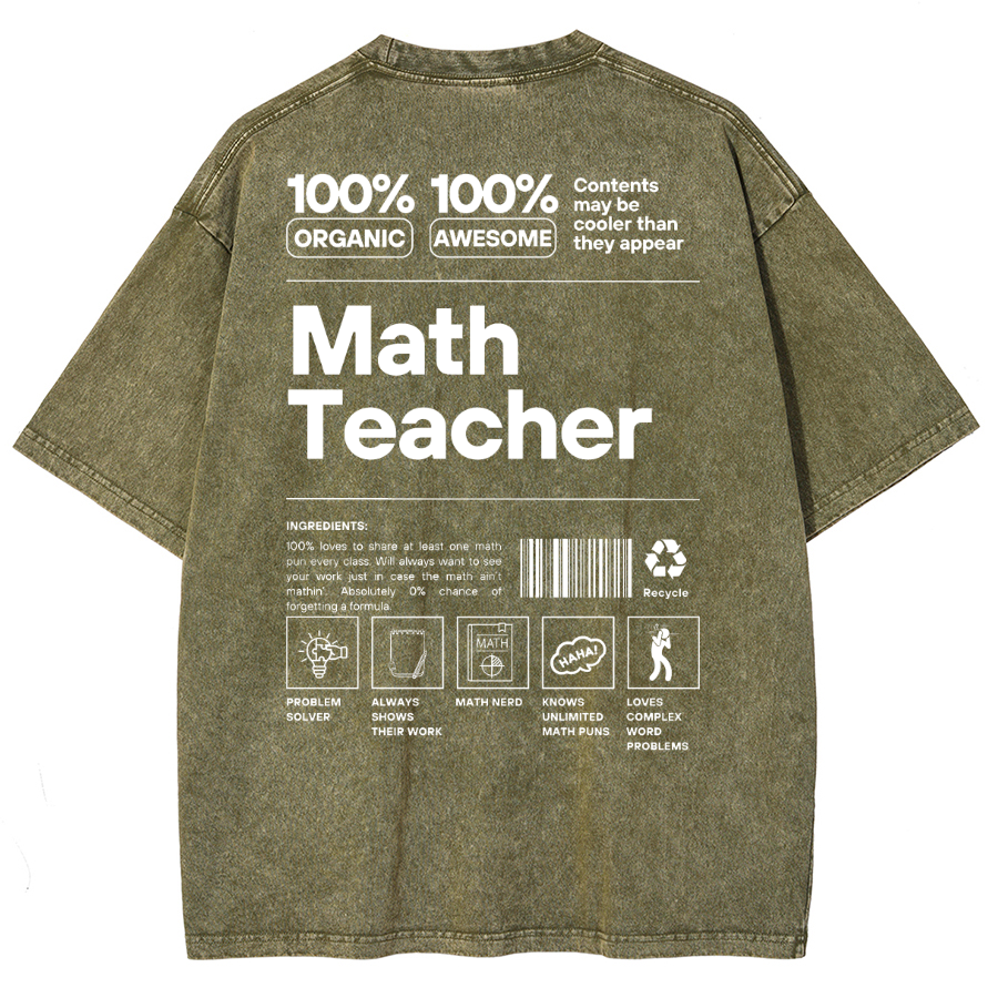Math Teacher Unisex Fit Washed Oversized T-Shirt-moweekender