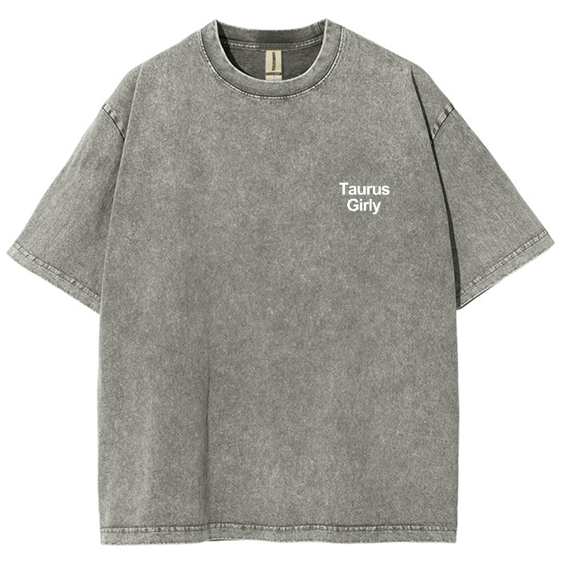Taurus Girly Unisex Fit Washed T-Shirt-moweekender