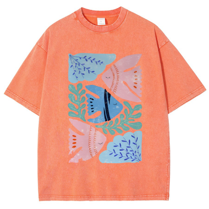 Fish and Coral Vintage Snowflake Washed T-Shirt-moweekender