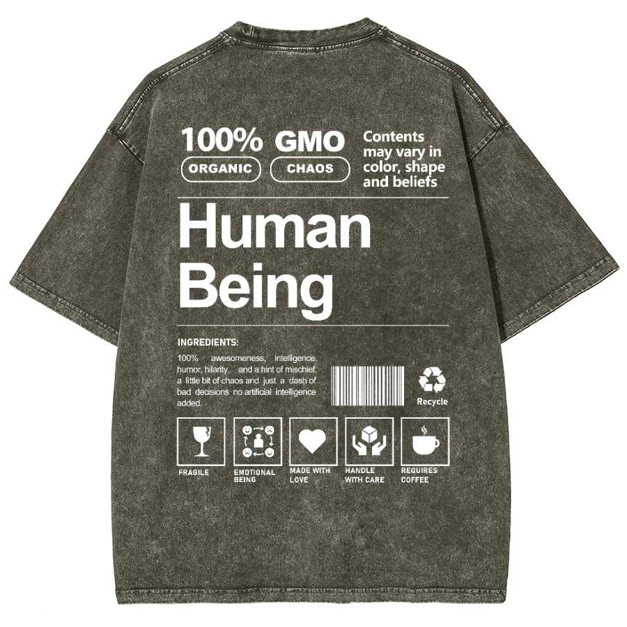 Human Being Unisex Fit Washed Oversized T-Shirt-moweekender