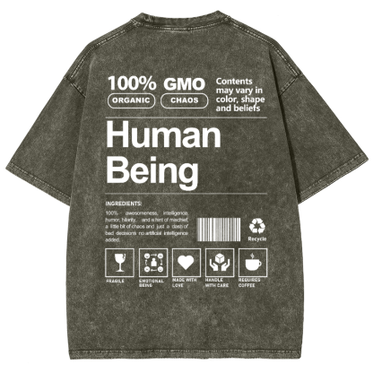 Human Being Unisex Fit Washed Oversized T-Shirt-moweekender