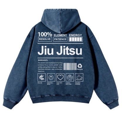 Jiu Jitsu Printed Vintage Washed Hoodie-moweekender