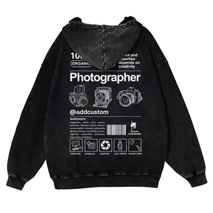 Photographer Addcustom Casual Washed Hoodie