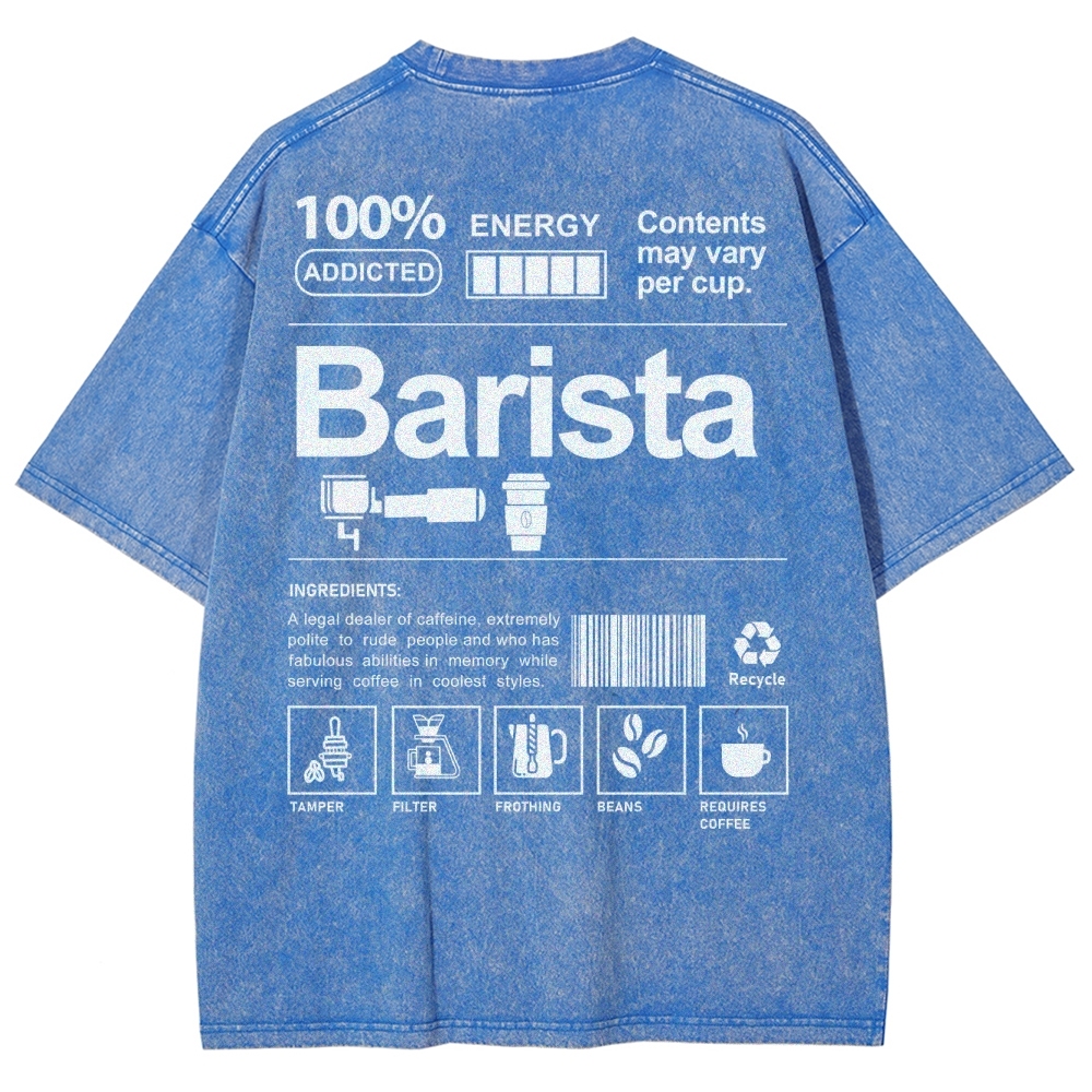 Barista Unisex Fit Washed T-Shirt-moweekender