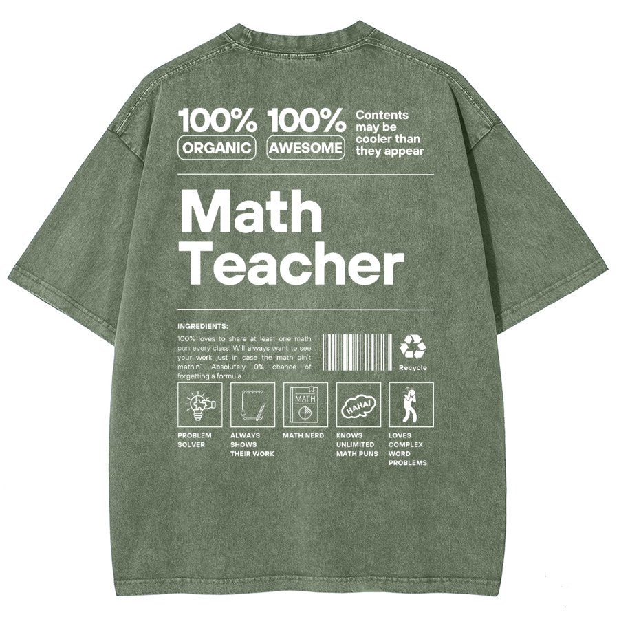 Math Teacher Unisex Fit Washed Oversized T-Shirt-moweekender