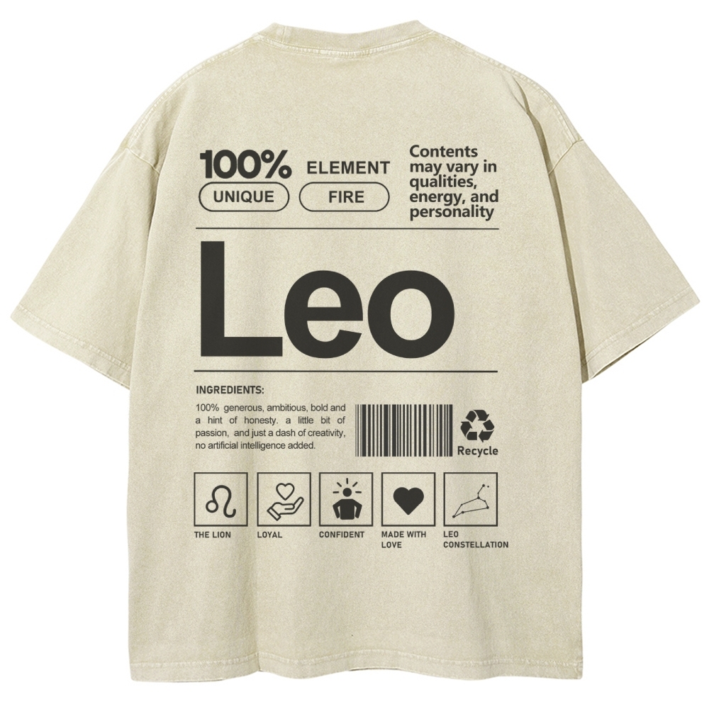 Leo Unisex Fit Washed T-Shirt