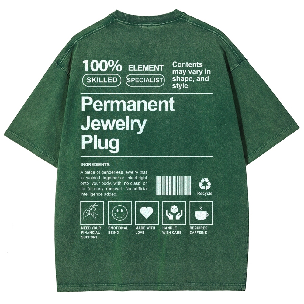 Permanent Jewelry Plug Unisex Fit Washed T-Shirt-moweekender