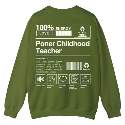 Poner Childhood Teacher Casual Crewneck Sweatshirt