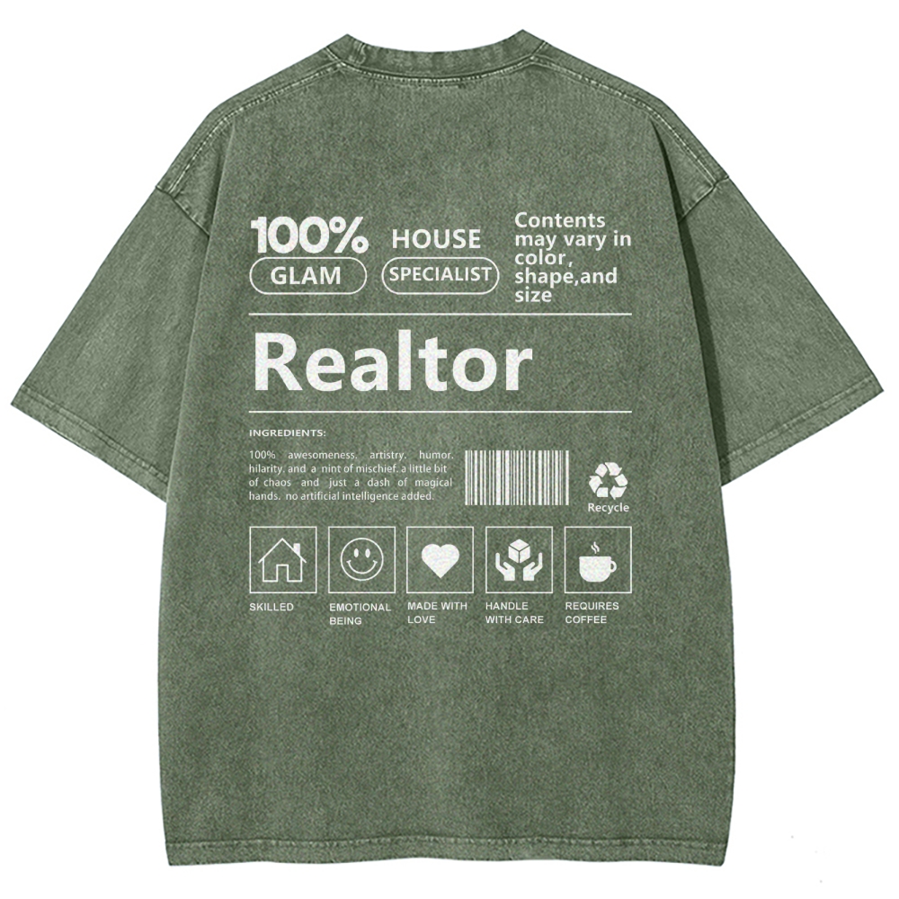 Realtor Vintage Snowflake Washed T-Shirt-moweekender