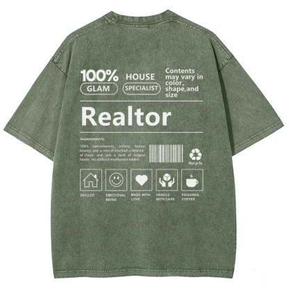 Realtor Vintage Snowflake Washed T-Shirt-moweekender