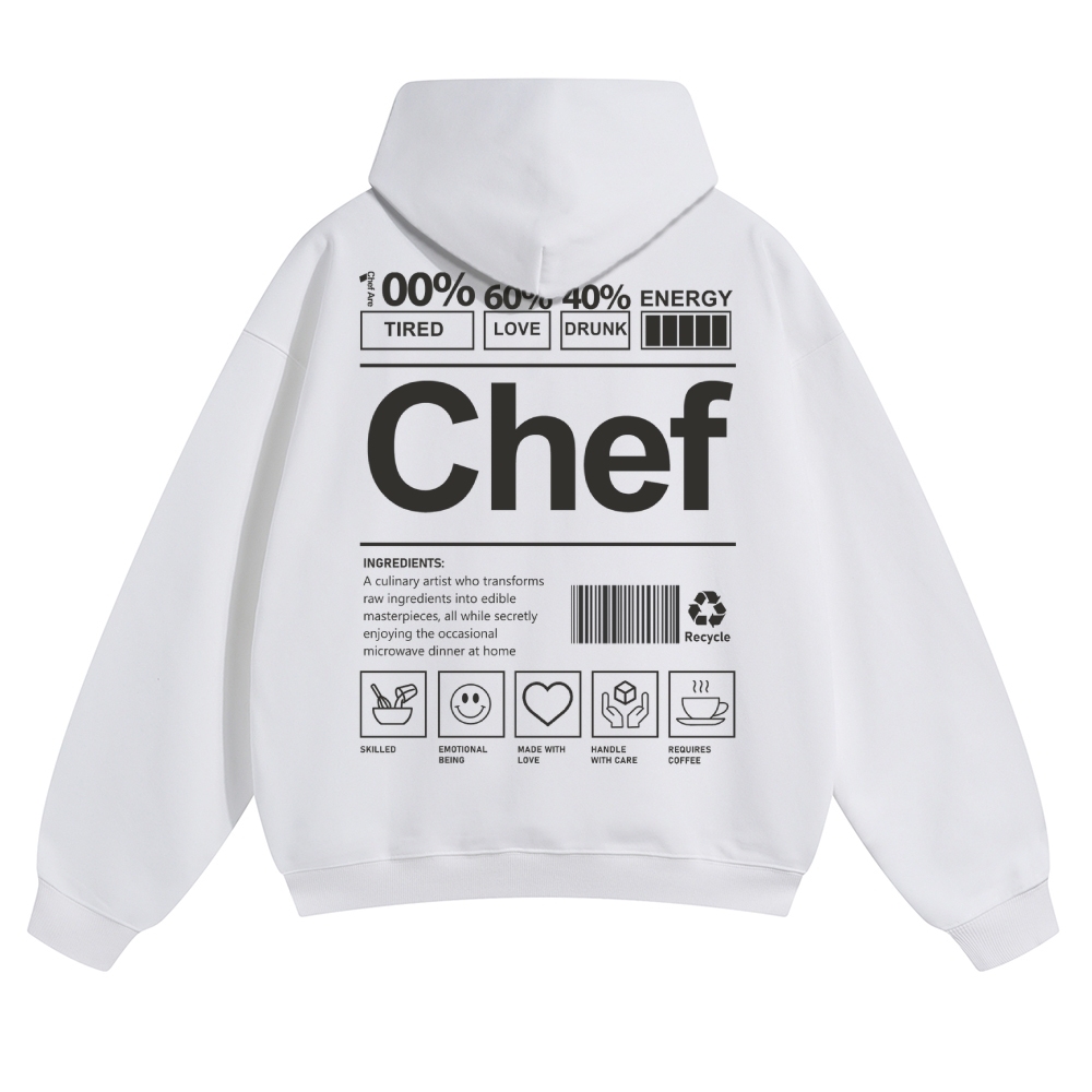 Chef Are 100%Tired 60%Love 40%Drunk Solid Color Hoodie