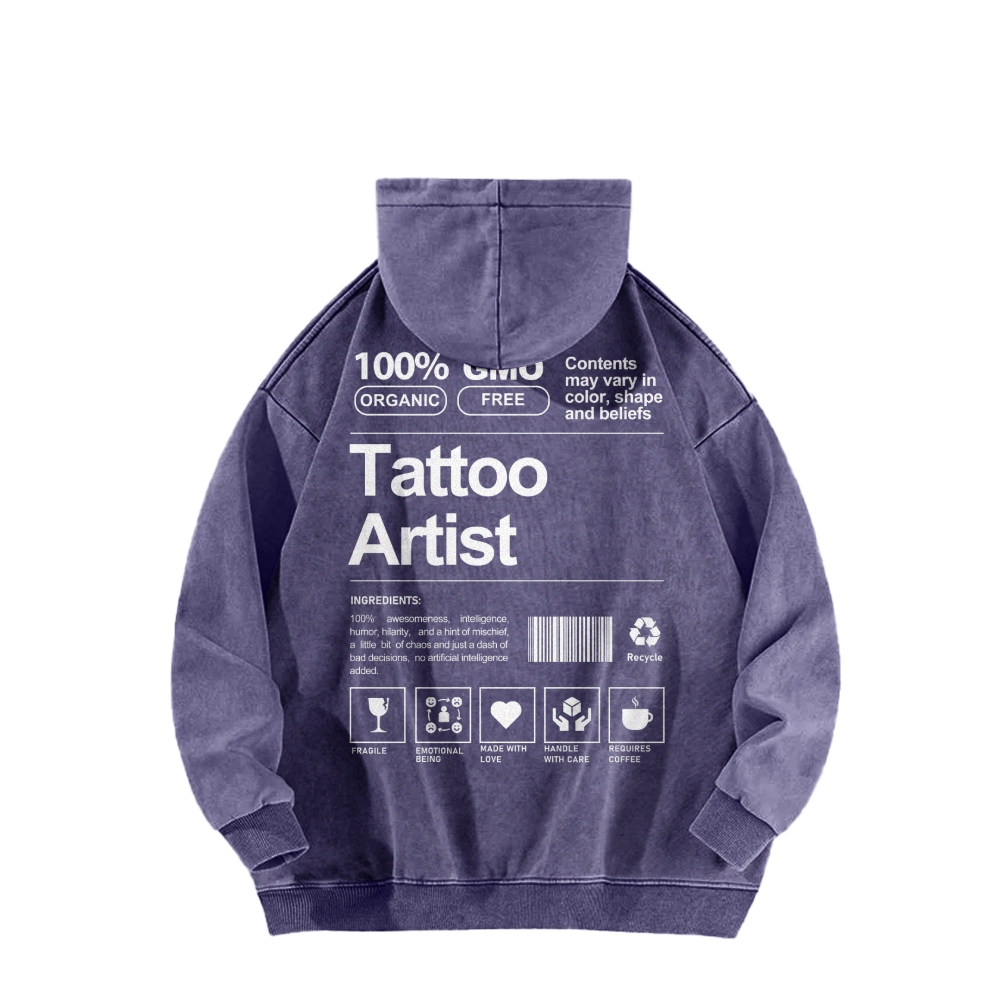 Tattoo Artist Casual Washed Hoodie-moweekender