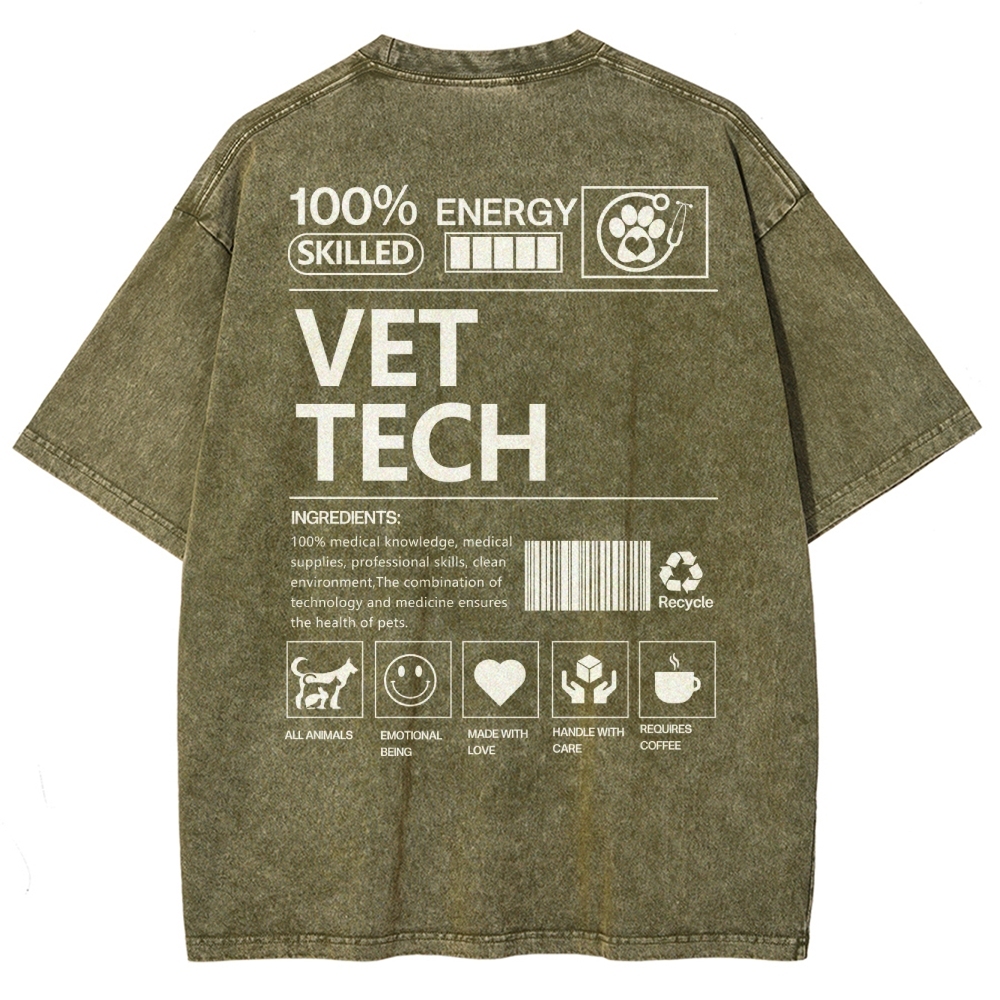 vet tech Unisex Fit Washed T-Shirt-moweekender