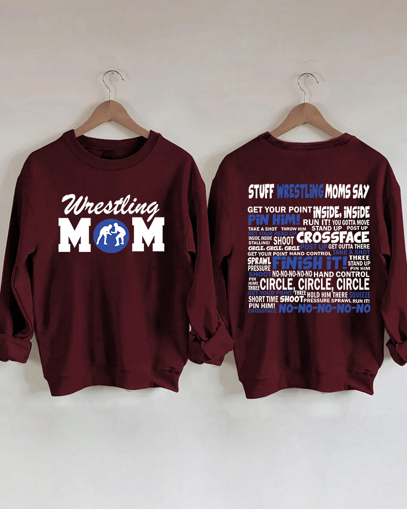 Wrestling Moms Blue Printed Sweatshirt-moweekender