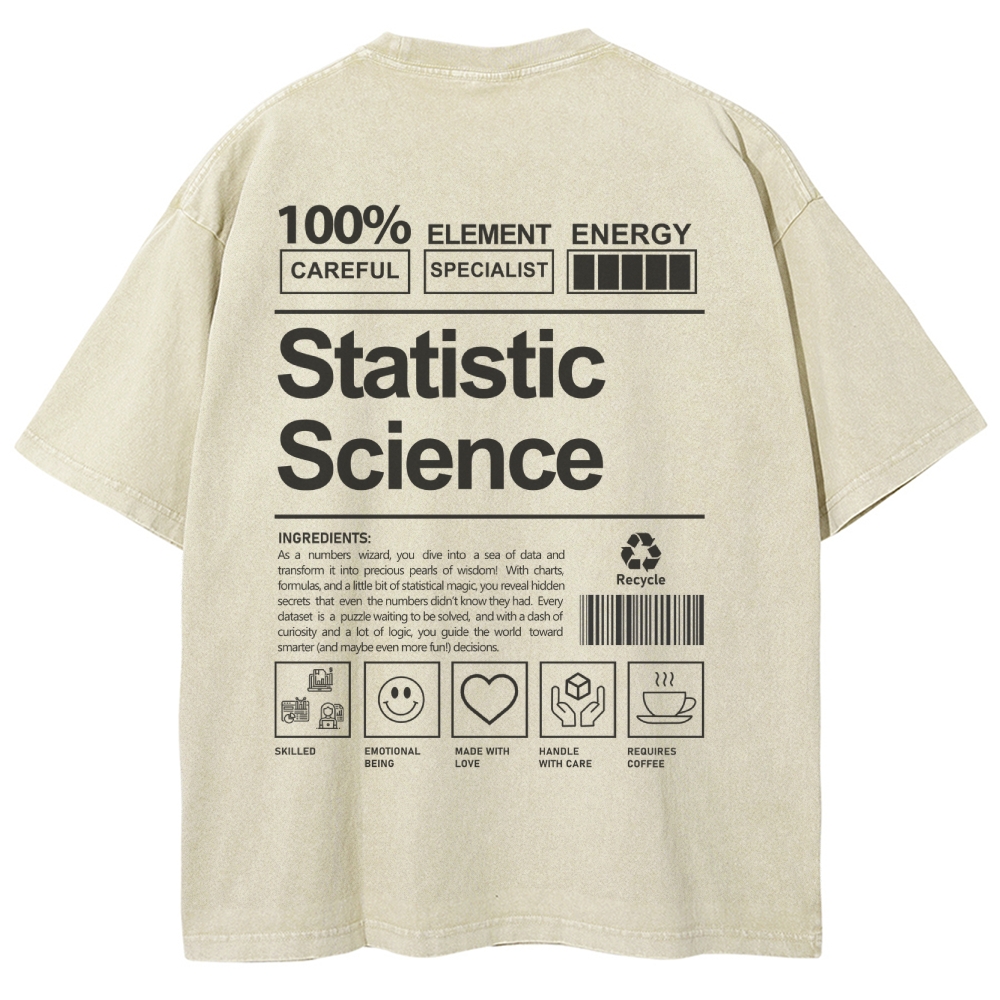 Statistic Science Unisex Fit Washed T-Shirt-moweekender