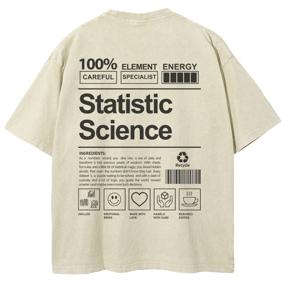 Statistic Science Unisex Fit Washed T-Shirt-moweekender