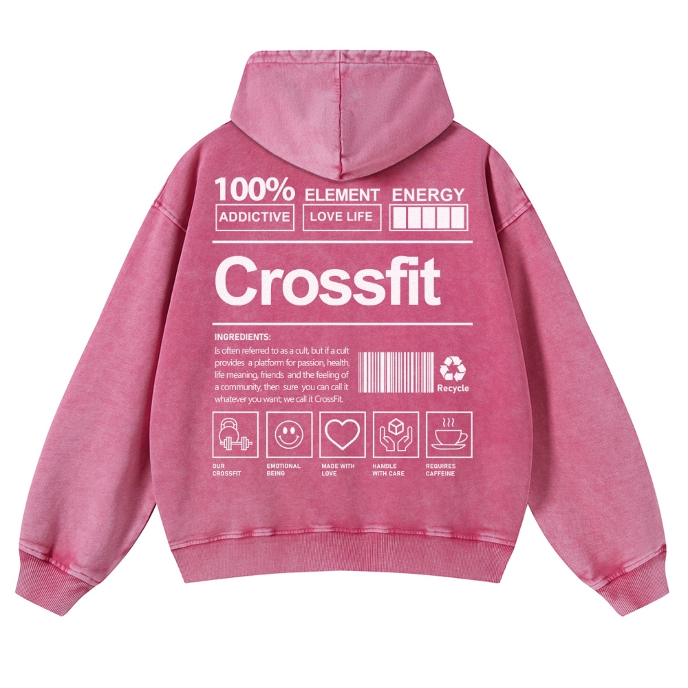 Crossfit Printed Vintage Washed Hoodie-moweekender