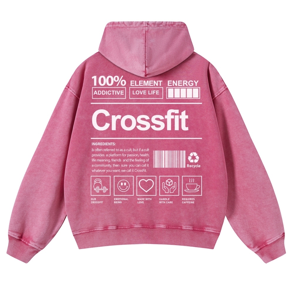 Crossfit Printed Vintage Washed Hoodie-moweekender
